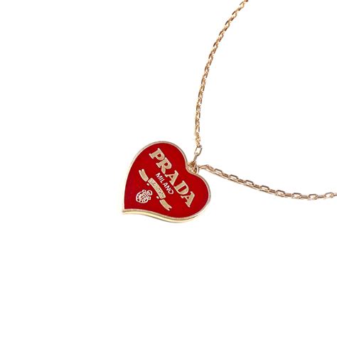 prada milano heart medallion gold gilding chain necklace